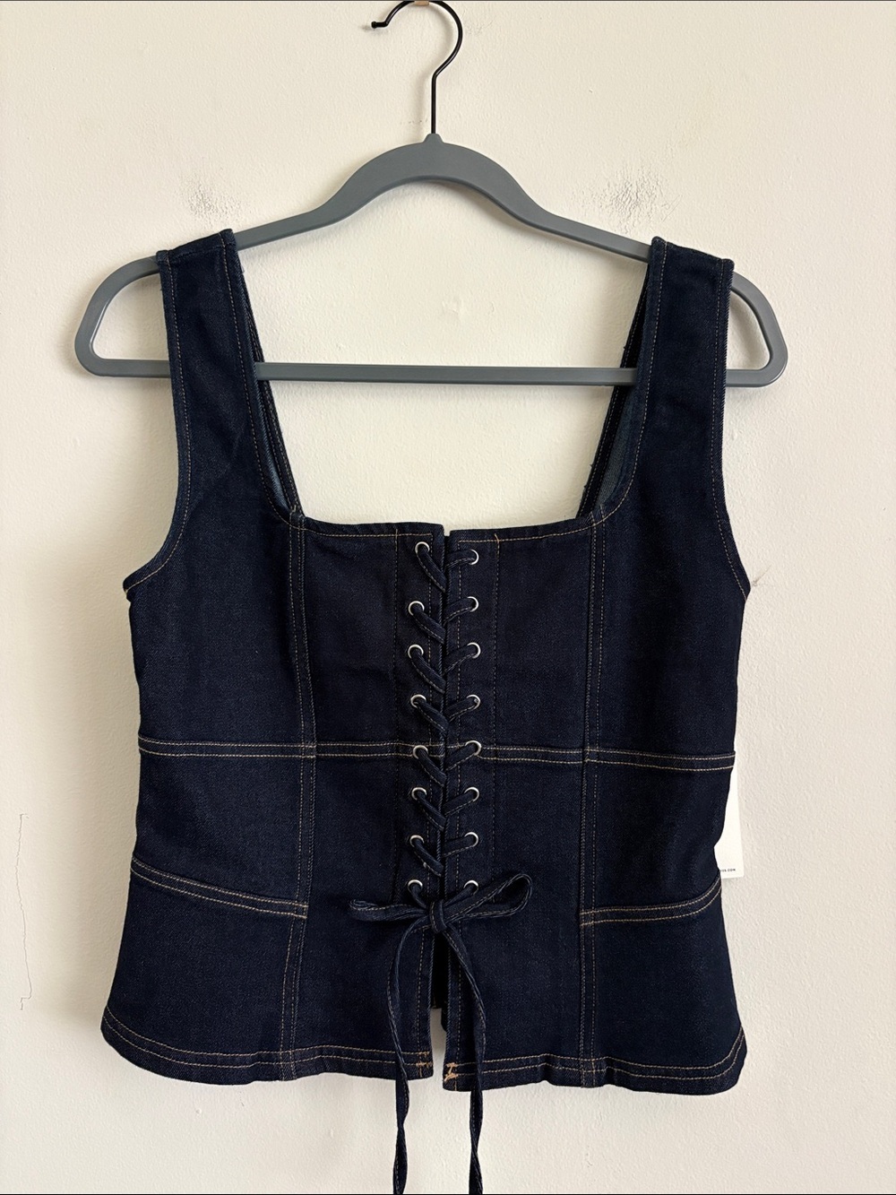 Moon River Lace-Up Detail Denim Corset Top Size Large - Picture 3 of 13